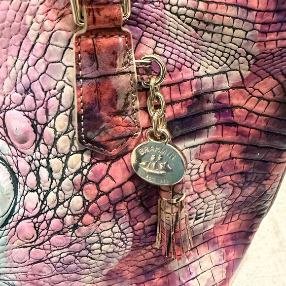 Pink/ Blue Brahmin Medium Asher Melbourne Leather Purse Like new w papers - Picture 4 of 13